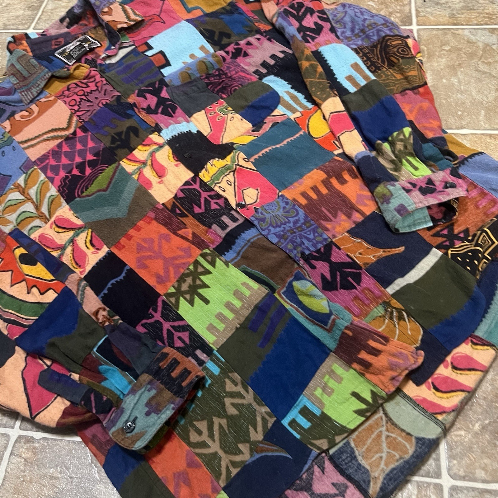 Terranova Patchwork Batik Long Sleeve Button Shir… - image 2