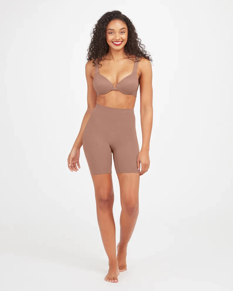 SPANX Cafe au Lait POWER Firm Shapewear Shaping Smoothing Mid-Thigh Short S  NEW