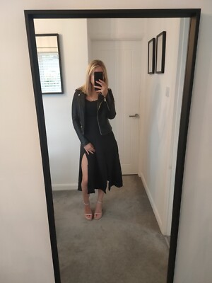famous blue and black dress Plunge Neck Thigh Split Maxi Dress  Wholesale Capella Apparel