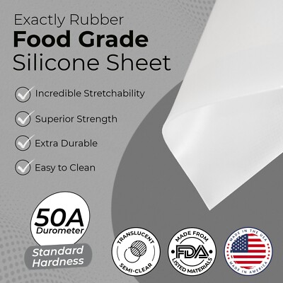 FDA Silicone Rubber Sheet, 50A 1/16 x 36 x 18 Inch, Food Grade, Gasket Material