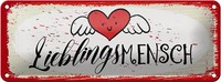 Blechschild Spruch Lieblingsmensch Herz Engel 27X10 Cm Deko Schild Tin Sign