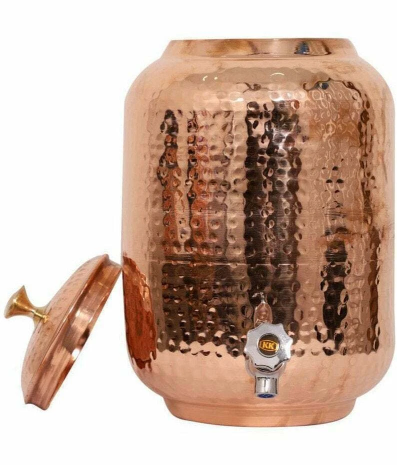 Pure Copper Water Dispenser (Matka Hammered With Glass Health Yoga Benefit 16Ltr - Image 3 of 4