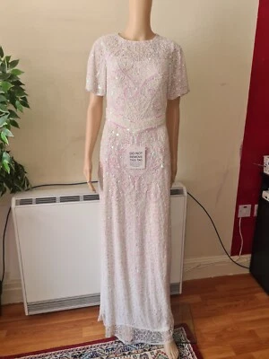 UVP £250, NEU PERLENTRÄUME (JOHN LEWIS verziertes weißes Maxikleid, STIL FIONA