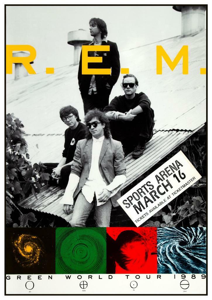 R.E.M. 24" POSTER Green 89' Concert tour live AMAZING REM Wall
