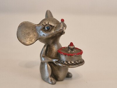 Miniatur Mäuse Hudson Zinn Selangor 1982 Maus fein mit Kuchen Nr.2721 Figur