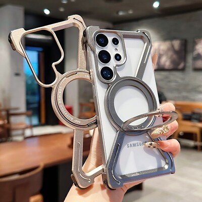 Ring Magsafe Case For Samsung S25 Ultra iPhone Google Titanium Alloy Metal Cover