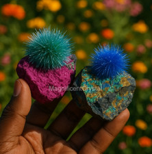 2pcs/set Dandelion Zeolite Stones Natural Blue & Pink Healing Crystal Home Decor