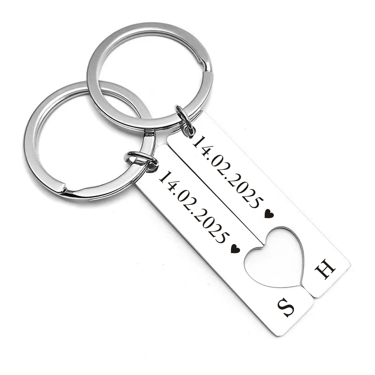 Personalised Engraved Keyrings 2pcs Couple Keychain Unique Love