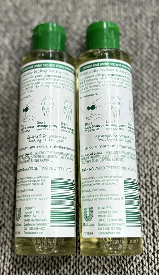 SIMPLE Sensitive Skin Experts Aceite Limpiador Hidratante 4.2oz Lote de 2 Sellados NUEVO Foto 4 de 4