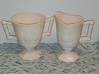 Vintage 1950s Jeanette Pink Milk Glass Creamer & Sugar Baltimore Pears Pattern