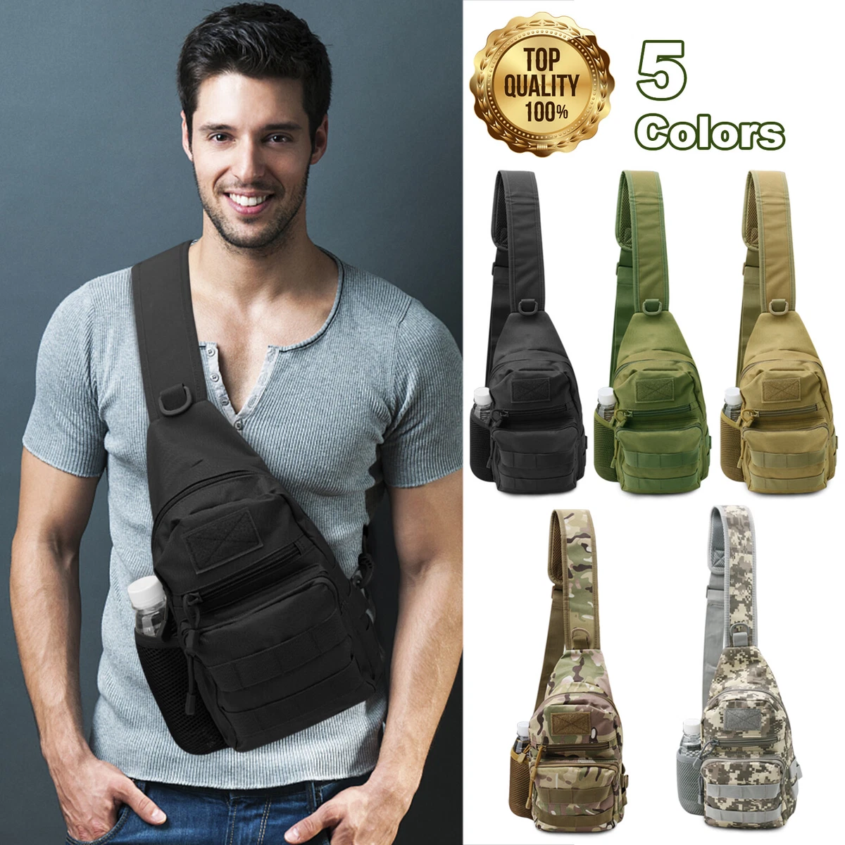 Outdoor Tactical Sling Bag Military Molle Crossbody Pack Chest Shoulder  Backpack