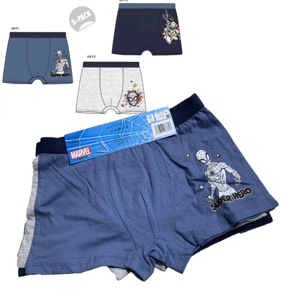 MARVEL Jungen Kinder Kinder 3er-Pack Spiderman Baumwolle Boxershorts Unterwäsche 5 - 10 Jahre