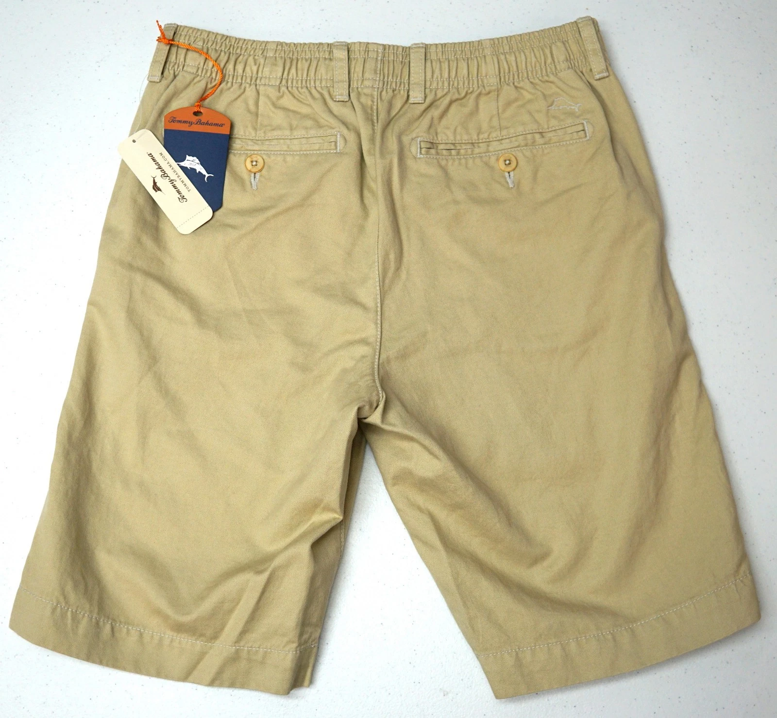 Tommy Bahama Chino Tan Beige Shorts Mens Aegean Lounger Stretch Elastic $99
