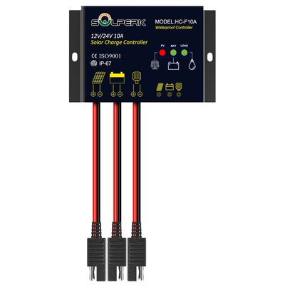 10A Solar Charge Controller Waterproof Solar Panel Controller 12V/24V PWM Sol...