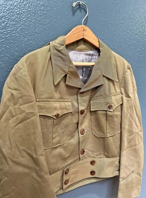 Vintage 40’s US Army Custom Cotton Summer Ike Cropped Military Jacket Size  S/M