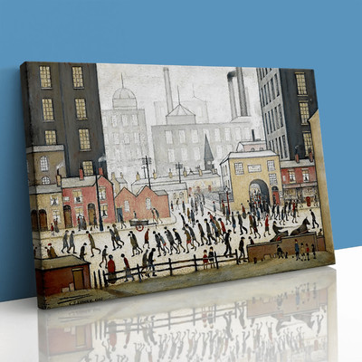 LS Lowry kommt aus der Mühle Gemälde Leinwand gerahmter Druck Bild Wandbild