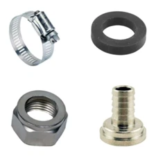 Draft Beer Tubing Tailpiece Barb Hex Nut Clamp Nipple Kit Set - 3/8" Inch ID