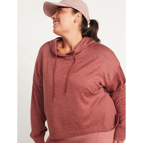 Loose Cropped Sweater Knit Hoodie Size 