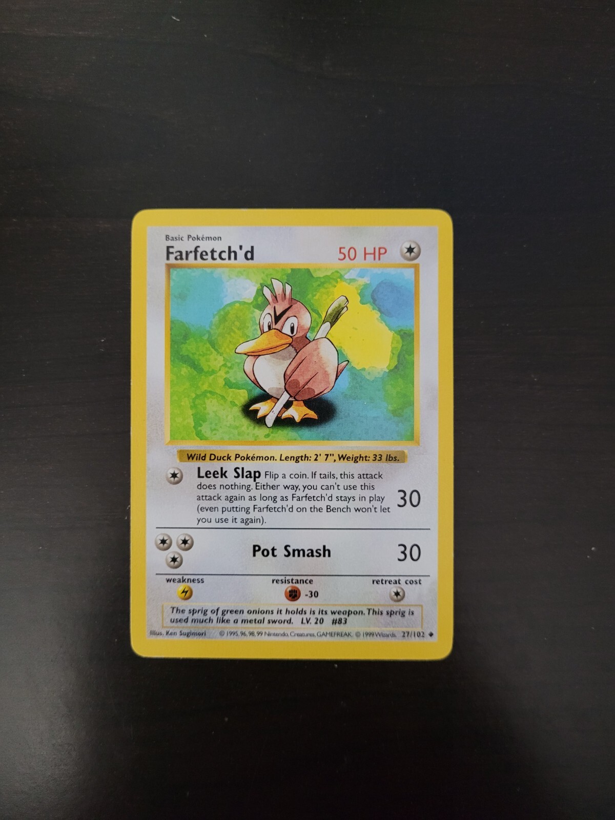 Pokemon Card - Farfetch'd - (27/102) Base Set Uncommon MP