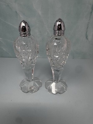 Vintage Footed Cut Crystal Salt & Pepper Shakers