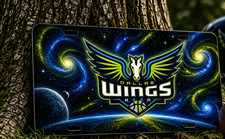Dallas Wings Galaxy Metal License Plate WNBA Basketball Fan Cave Car Cosmic Art