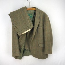 Fowler Bros 3 Piece Tweed Shooting Suit Mens 44S 34W Jacket Waistcoat Breeks Set