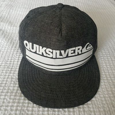 Quicksilver Men One Size Hat Cap Gray Snapback Patch Logo Surf Skateboard Adult 