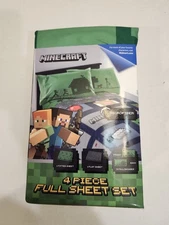 Minecraft Icon Adventure FULL Bed Sheet Set · 4pc. Green Microfiber · NEW