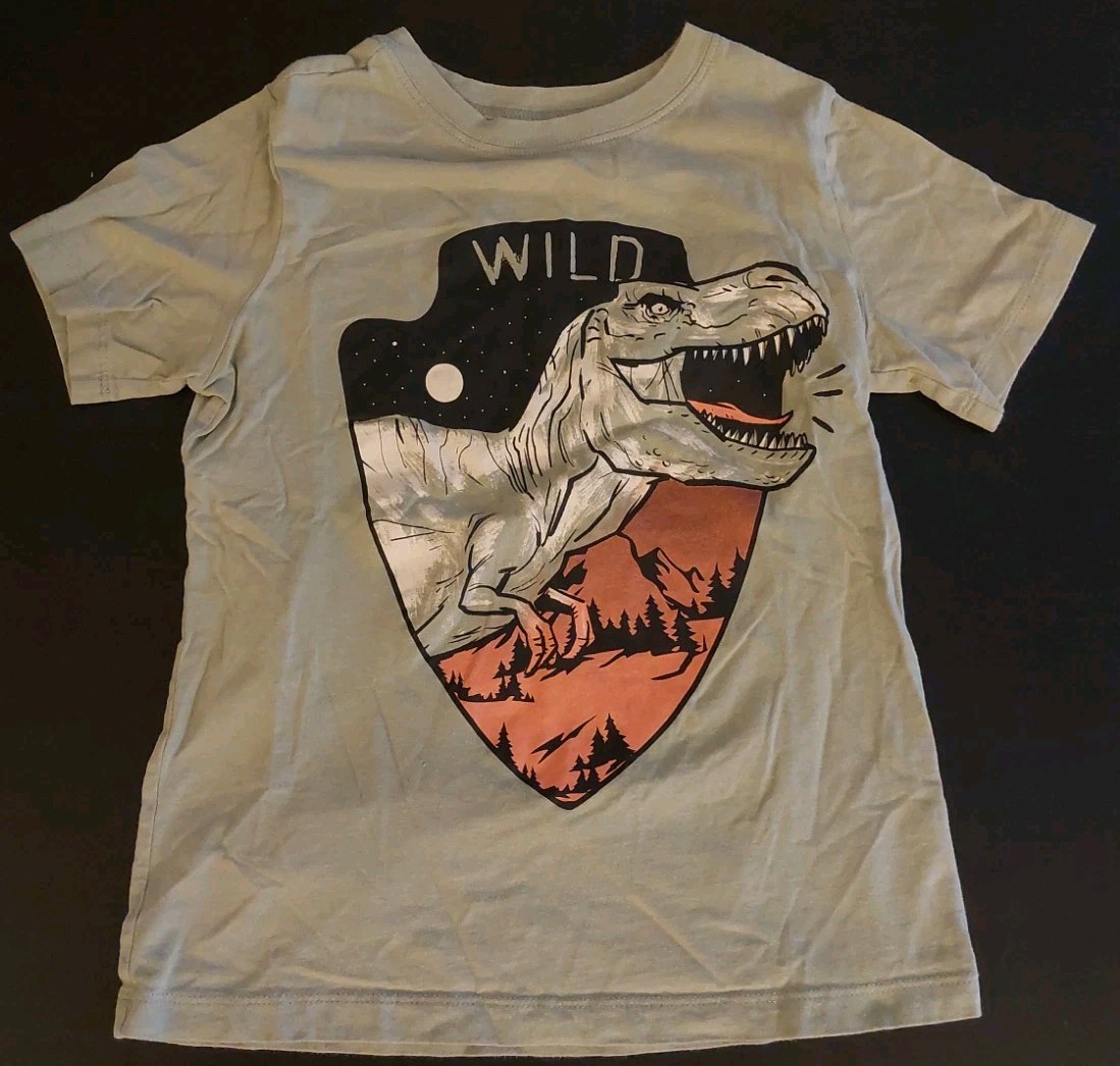 Boy's Graphic Dinosaur Tee shirt Size 8 Green Short Sleeve OSHKOSH Originals
