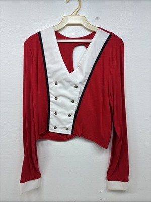 New Women s Cowboy Threads Red White Long Sleeve Button Up Size Large TT-82