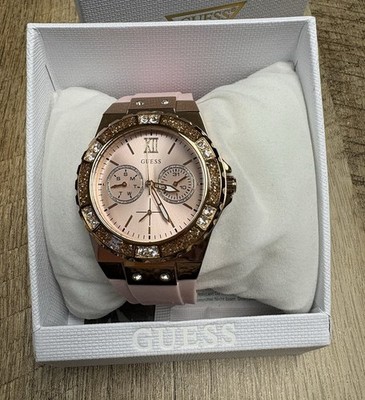 GUESS Ladies Pink Rose Gold Tone Multi-function Watch U1053L3 NIB