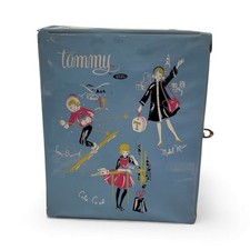 Vintage 1960  s Ideal Tammy Doll Wardrobe Case/Storage Blue Activities Theme