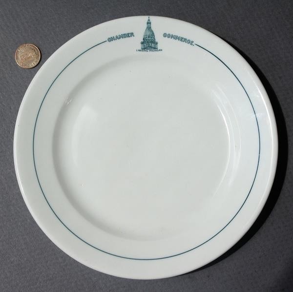 1930-40s Lansing Michigan Chamber of Commerce Warwick China bread plate SCARCE -