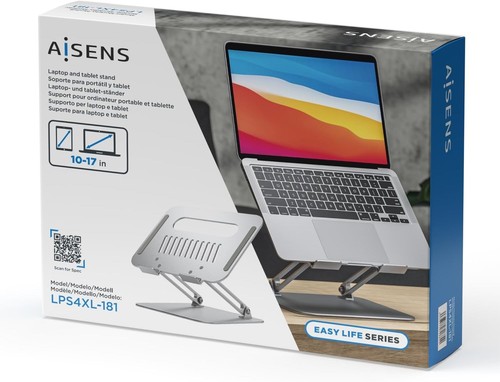 AISENS - LPS4XL-181 - Desktop Stand XL 10-17 Adjustable for Laptop/Tablet, Silve - Afbeelding 5 van 7