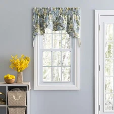 Hydrangea 28 In. L Cotton Lined Empress Swag in Blue (2-Piece)