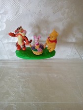 Tigger Pooh  Piglet in Swinging Basket Cake Topper Figurines Vtg Hard Plastic