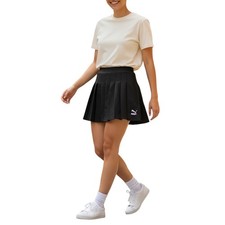 Puma Classics pull on pleated mini skirt Woman Medium/black logo/elastic waist