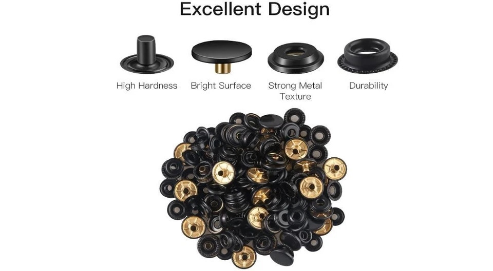 Kit de sujetador a presión de 72 piezas de 15 mm para proyectos artesanales de cuero y tela Foto 4 de 4