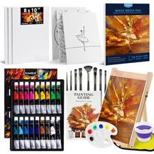 Acrylic Paint Set for Adults & Kids - 37PCS Art Painting Supplies Kit with 18...