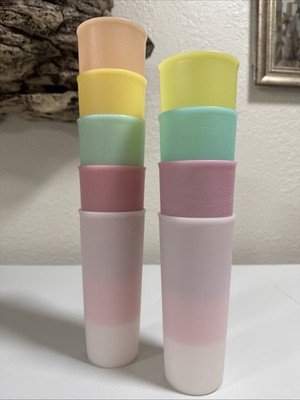 Vintage Tupperware Stackable Tumblers Set of 9 Tumblers Pastels