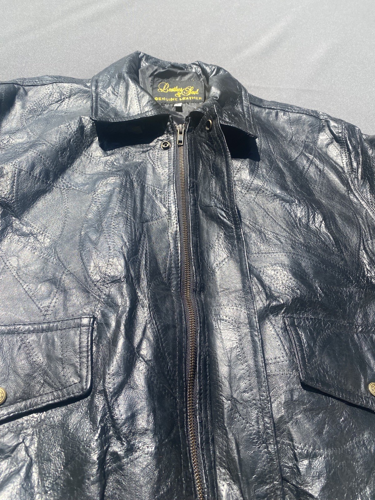 1980s Vintage Patchwork Leather Bomber Jacket by … - image 4