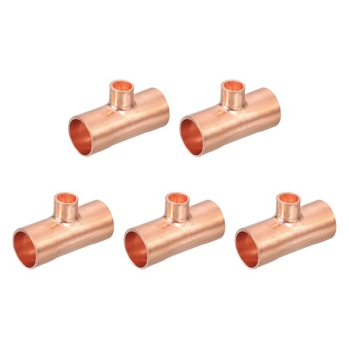 5Pcs 1/2" x 1/4" x 1/2" Copper Reducing Tee Pressure Pipe Fitting Connectors