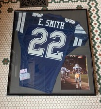 EMMITT SMITH SIGNED FRAMED JERSEY DALLAS COWBOYS *LEADING RUSHER *HOF* 37x32
