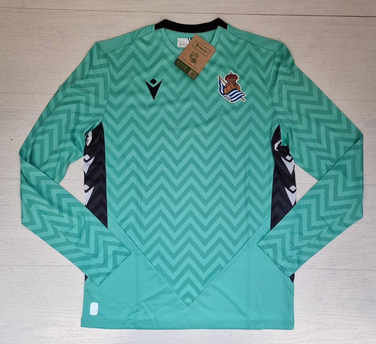 Maillot Authentique Real Sociedad, Manches Longues, Macron, Neuf Avec étiquettes