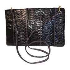 Vtg 80's Clemente Snakeskin Purse Exotic Genuine Python Shoulder Bag Deep Purple