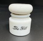 Vintage White Milk Glass Apothecary Jar Bottle The Pill 2" Bathroom Medicine