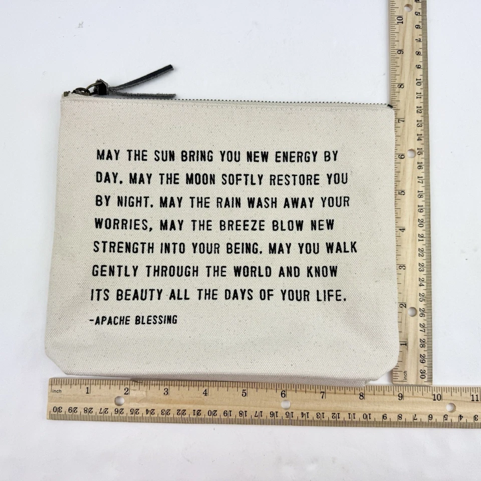 "Bolso de Maquillaje Inspirador Sugarboo Apache Bendición Cita Beige Lona Cremallera 9""x7""" Foto 3 de 3