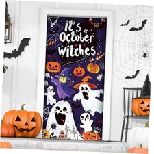 Halloween Door Cover, 36''x 80'' Cute Cloth Door Hanging, Ghosts Decoration