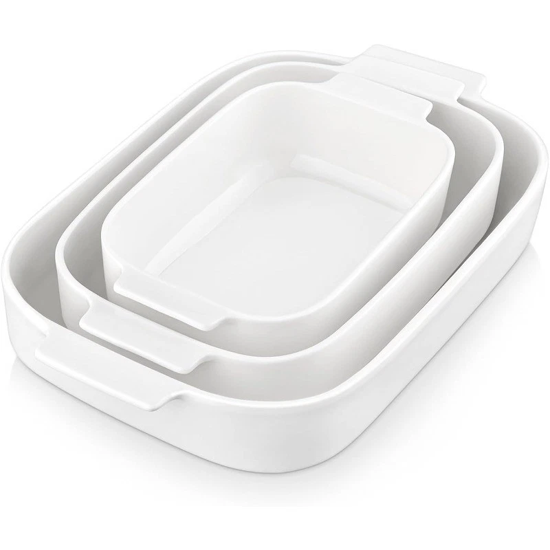 Casserole Dishes Ceramic Baking Dishes Set of 3 Rectangular Lasagna Pan Bakeware