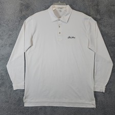 Peter Millar Sea Island Polo Shirt Mens Large White Summer Comfort Long Sleeve
